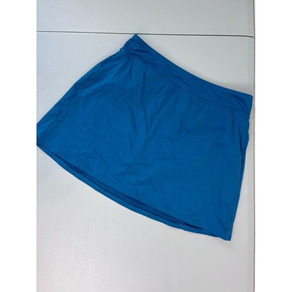 Lands' End women's 4L‎ long teal blue skirted swim bottoms modest swimsuit